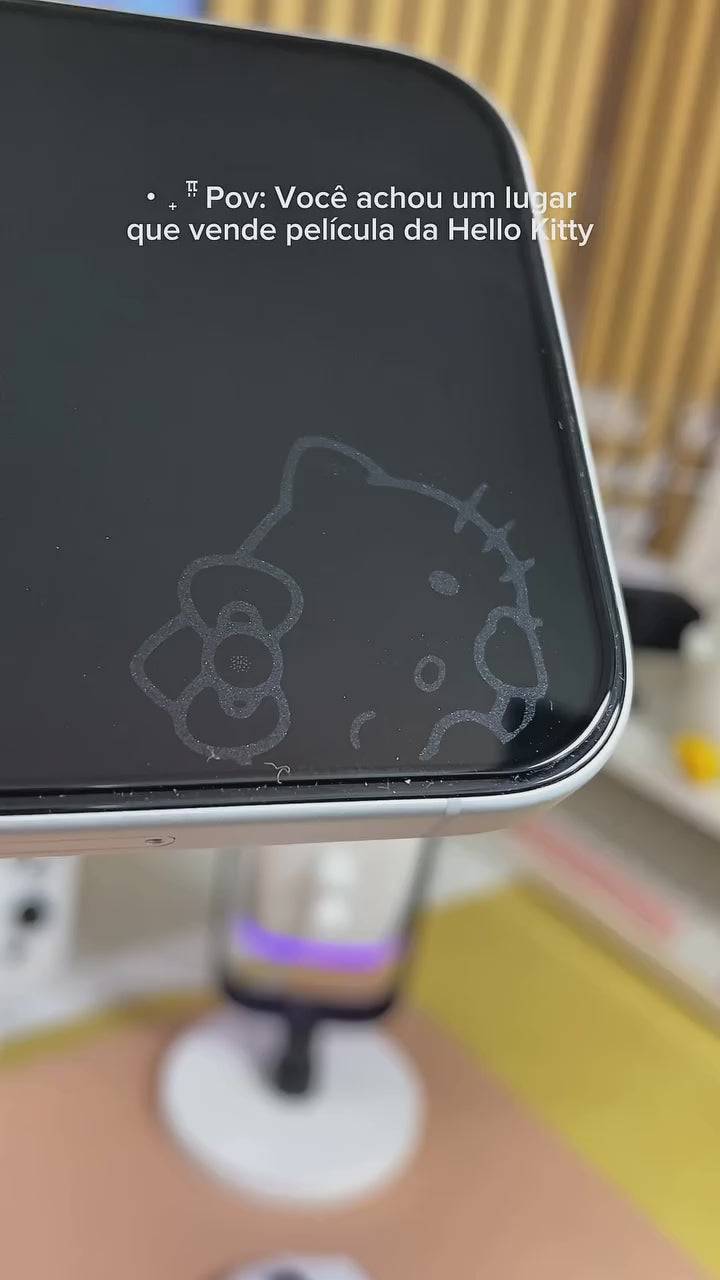 Pelicula de Vidro "Hello Kitty" iPhone 17 16 15 14 13 Pro Max 14 15 Plus